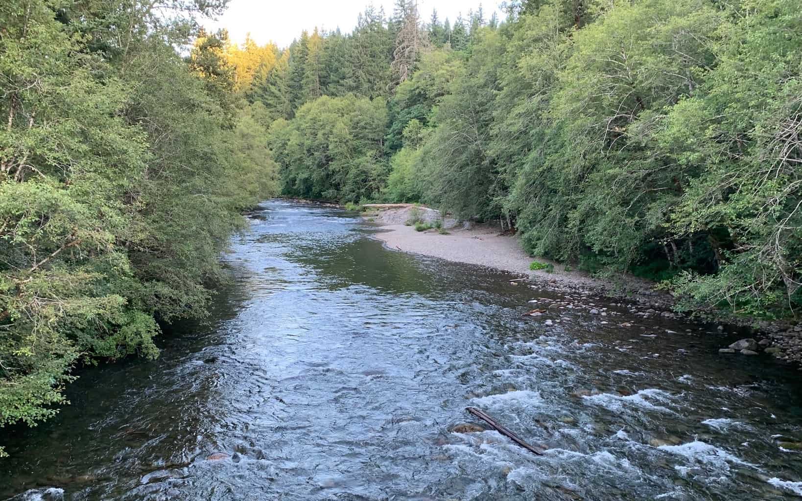 A scenic view of the North Santiam River above Detroit Lake.