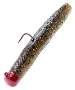 A closeup of ned rig TRD brand bait.