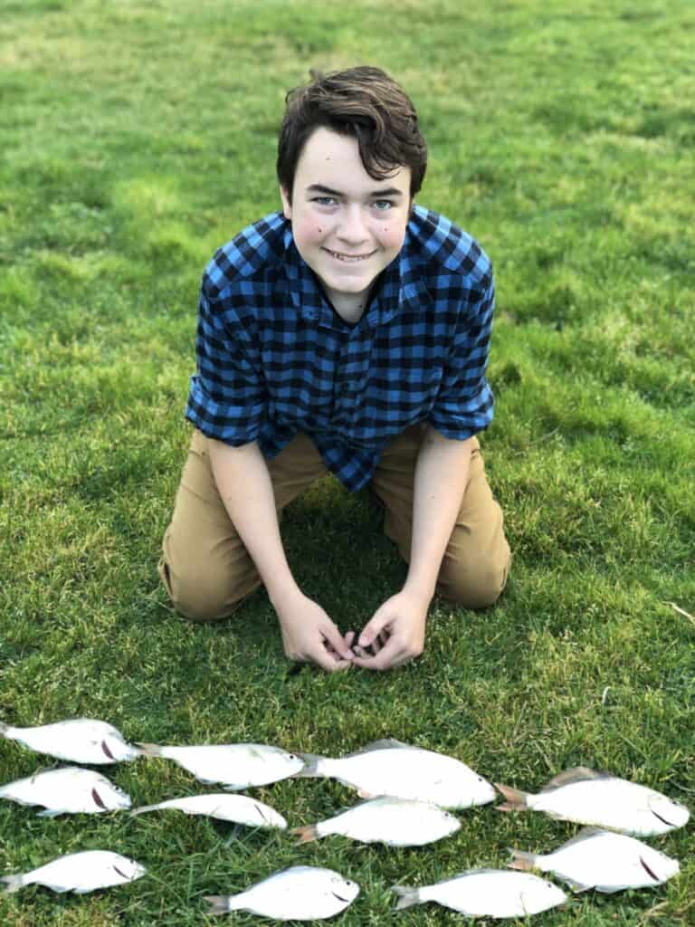 A young angler caught nearly a dozen surf perch from the beach in Seaside in Clatsop County Oregon.