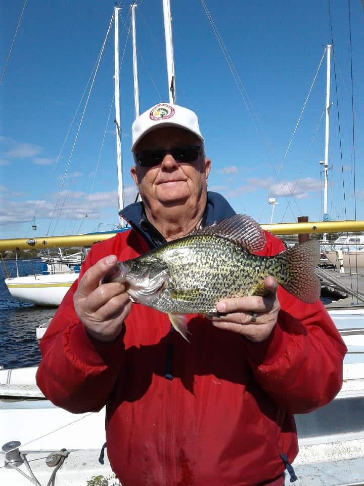 An angler holding a crappie caught at columbia river boardman oregon.