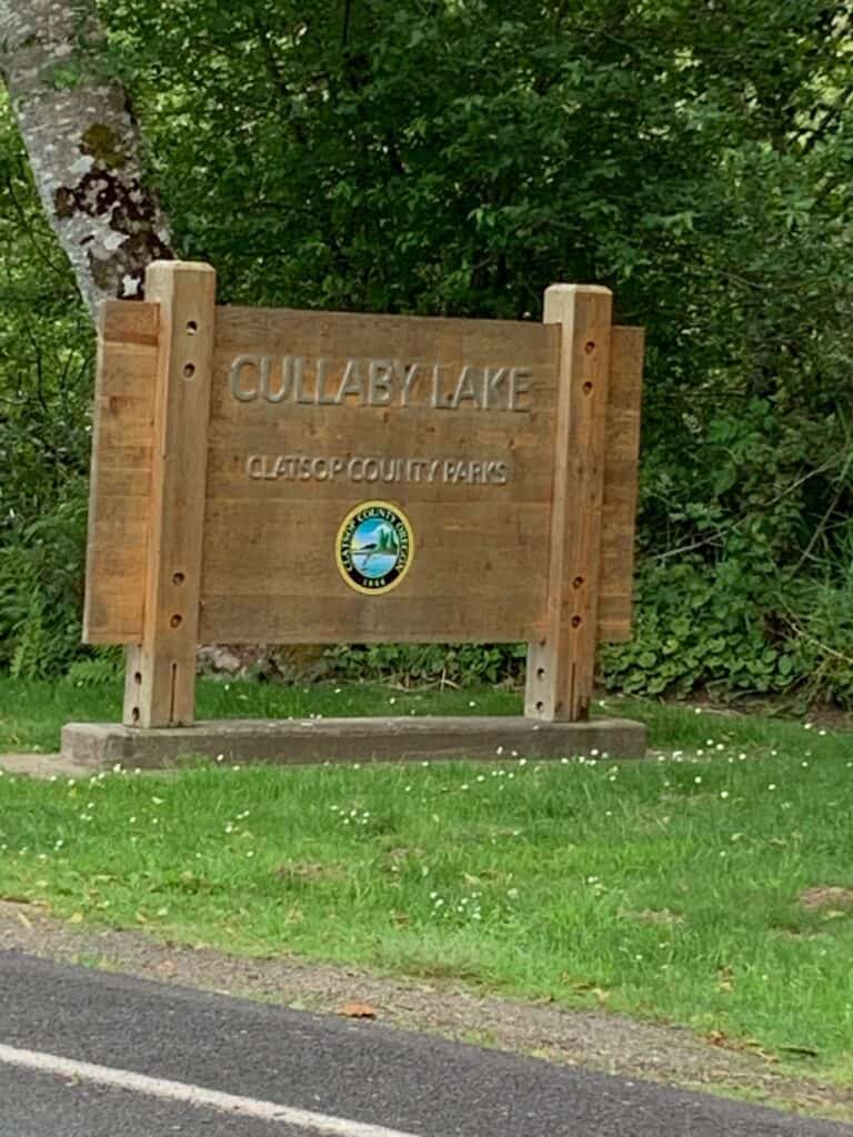 Cullaby Lake County Park entrance sign.