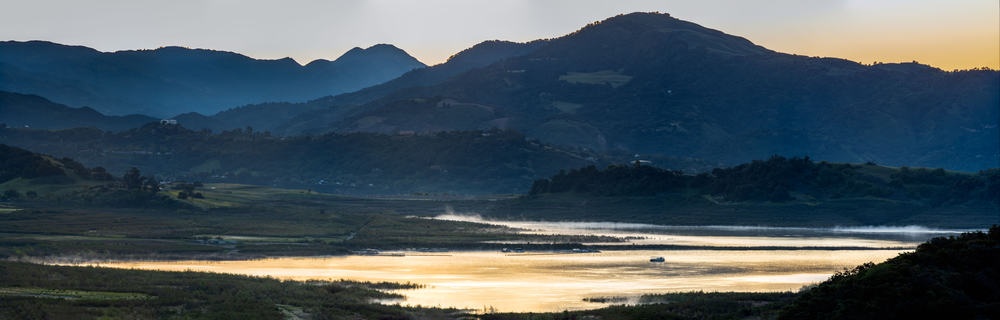 Lake Casitas, shown in glow of dawn, is one of Southern California's best bass fishing lakes.