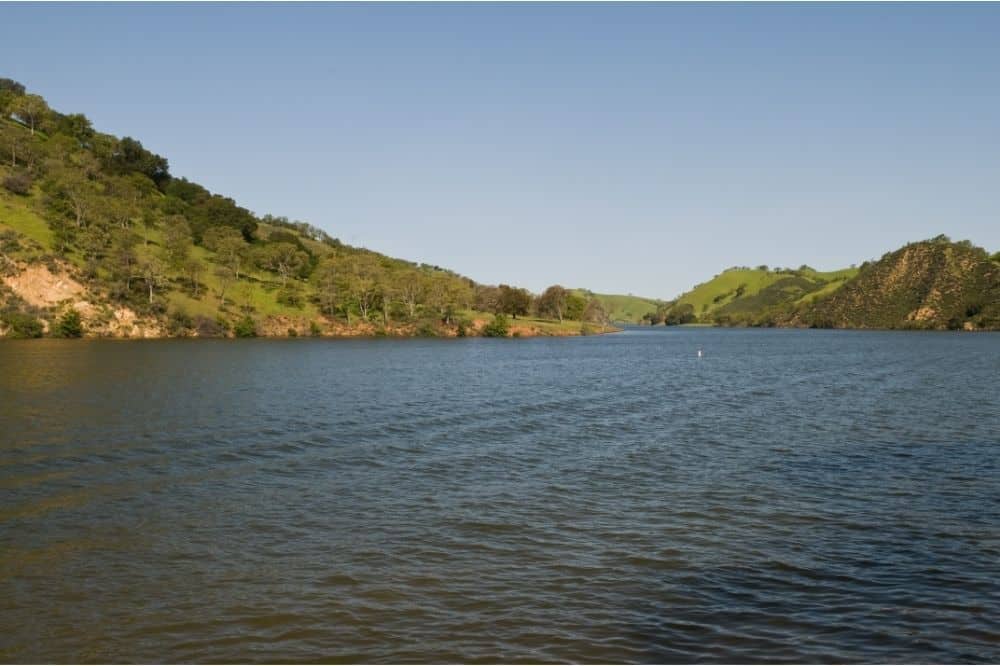 Scenic view of Lake Del Valle, which offers great fishing for trout, bass and more.