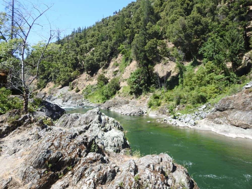 Scenic view of the pretty Trinity River, known for steelhead, salmon and trout fishing.
