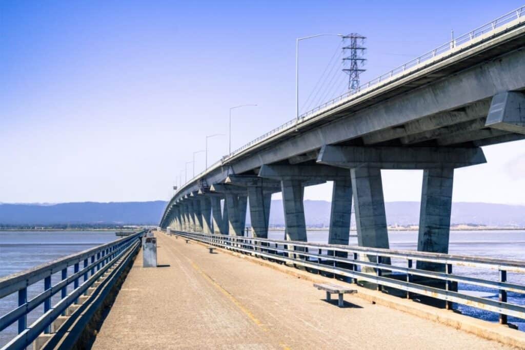 The Dumbarton Pier running along the Dumbarton Bridge.