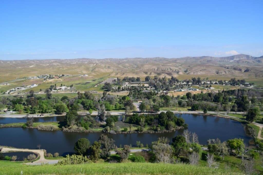 Aerial view of Hart Park Lake in Bakersfield.