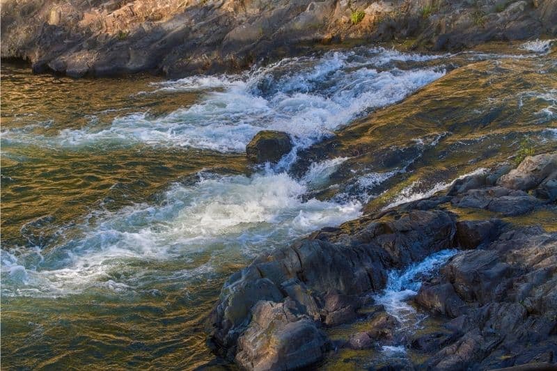 A small rapids on Mountain Fork River where anglers might catch trout.