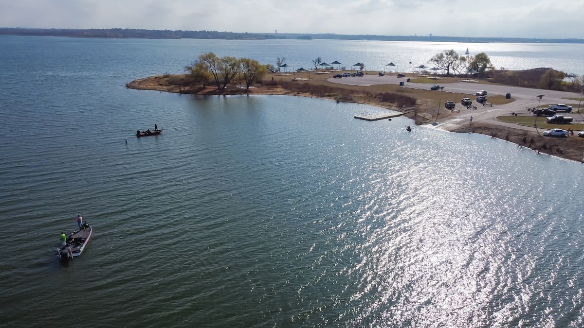 A couple of bass fishing lakes near the shores of Grapevine Lake, one of the best lakes near Dallas and Fort Worth.
