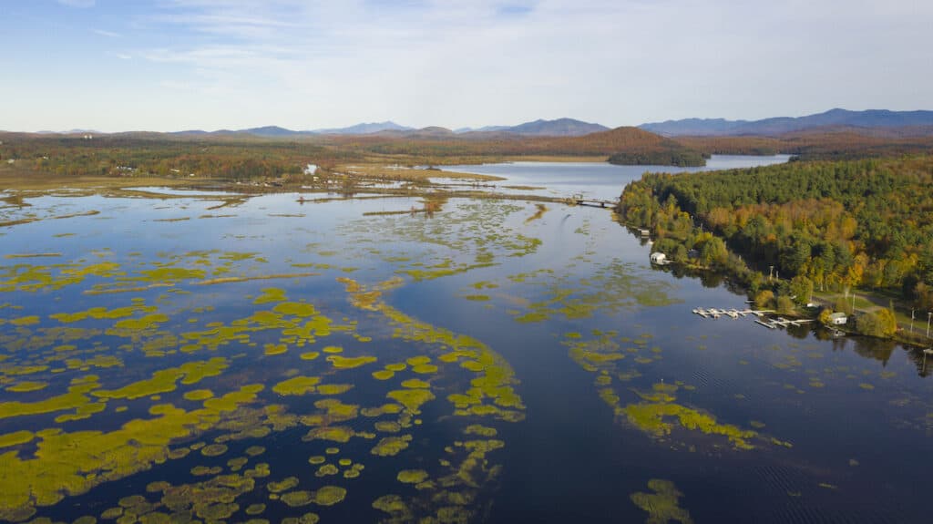 High over Tupper Lake in the high mountains of upstate New York.