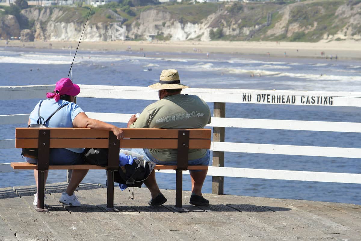 A couple fishes on Ventura Pier, California.