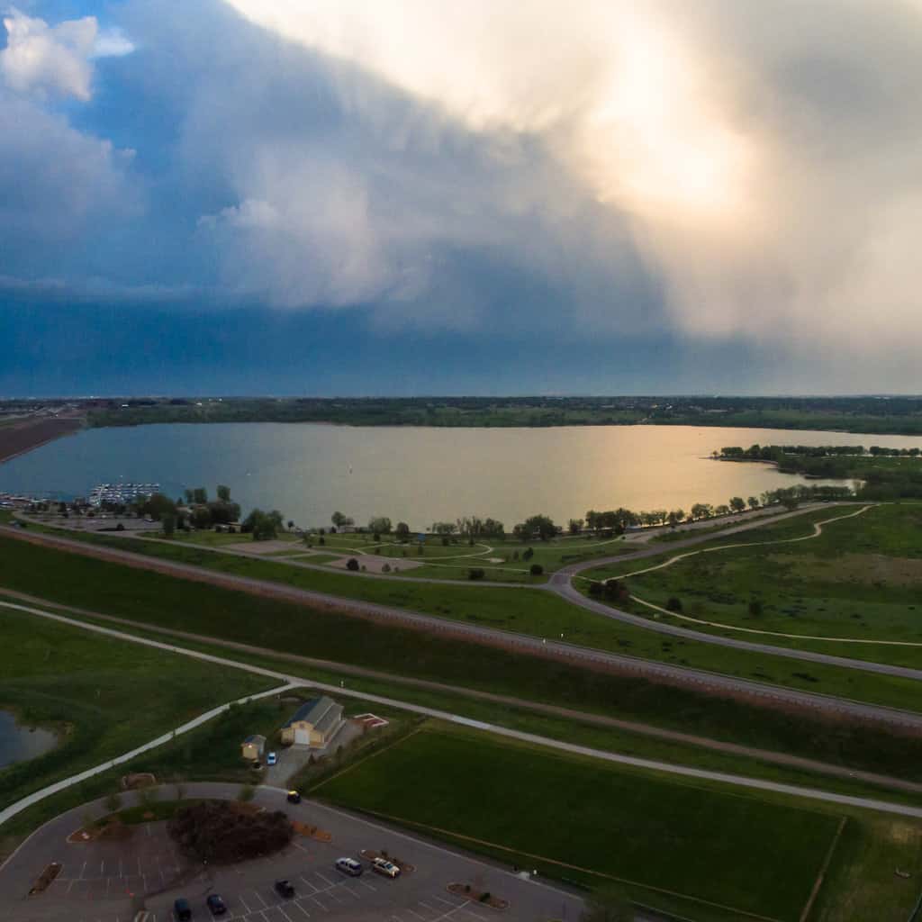 Low light over Cherry Creek Reservoir is the best time to catch bass.