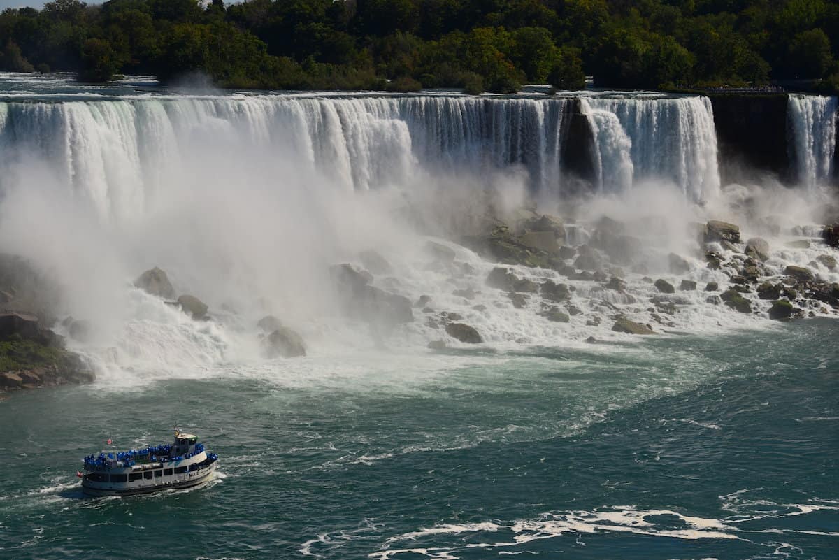 Tour boat below the famous Niagara Falls on the Niagara River, also known for good fishing.