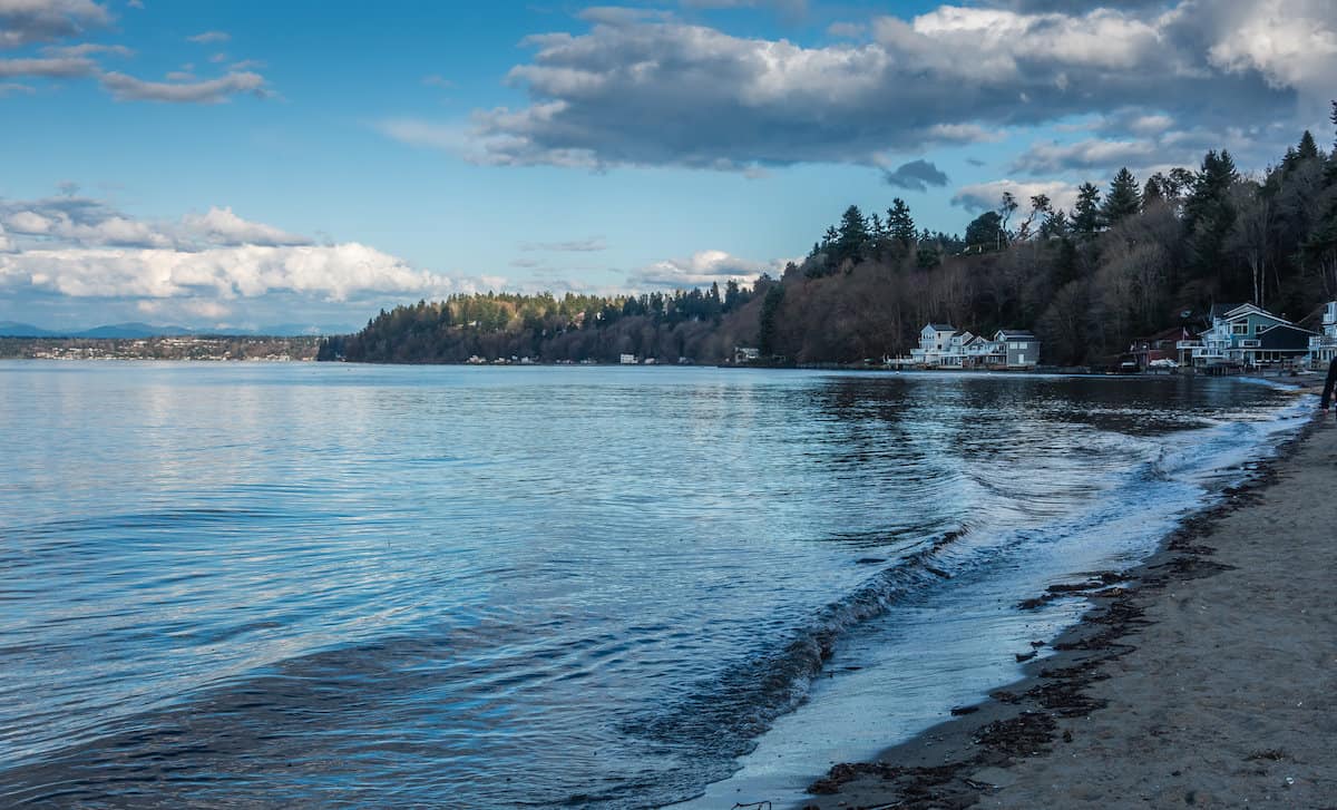The beach along Dash Point near Federal Way can offer excellent fishing and clamming.